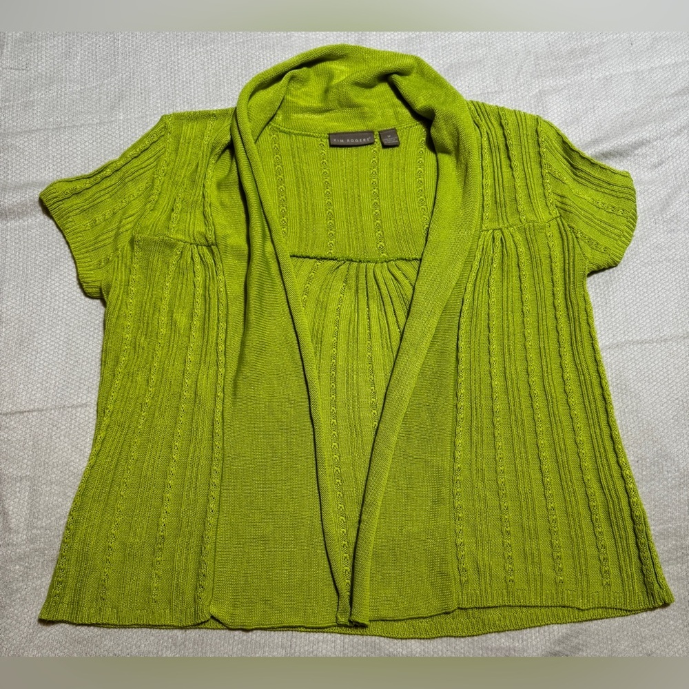 Kim Rodgers Acrylic Green Cardigan Medium